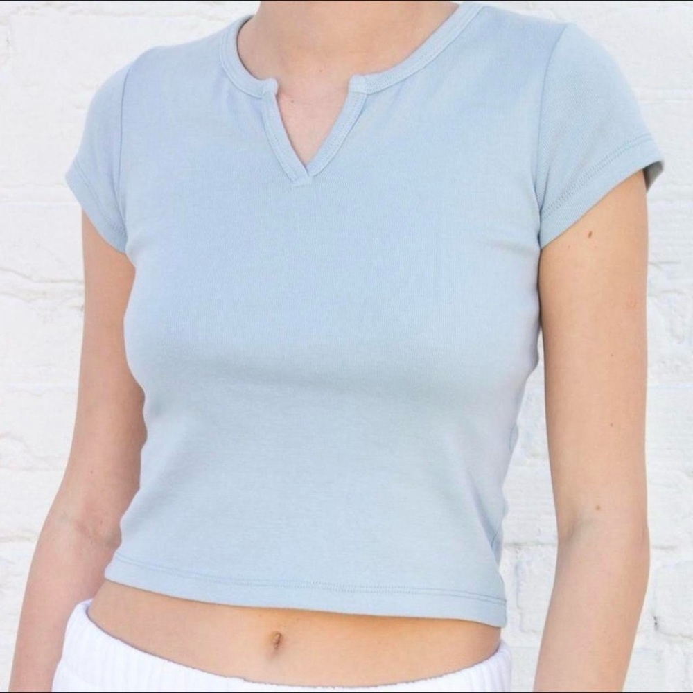 Brandy Melville Ashlyn Top V Notch Light Blue Crop